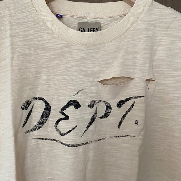 Gallery Dept Ripped Beige Sleeveless T-Shirt - Picture 2 of 8